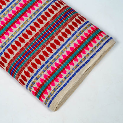 Red & Multicolor Capsule Design Cotton Acrylic Jacquard | SKU: J-554