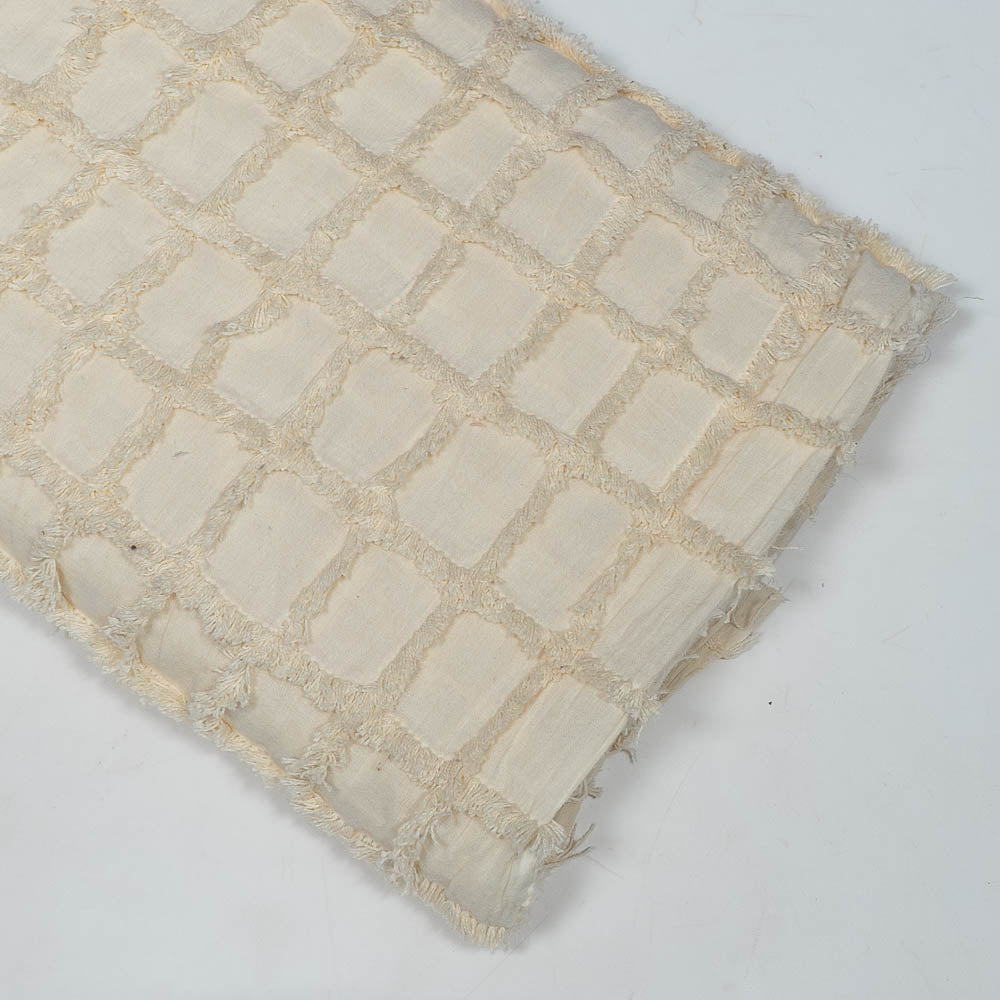 Natural Dyeable Checks Tuftting Cotton Jacquard (SKU: J-556)