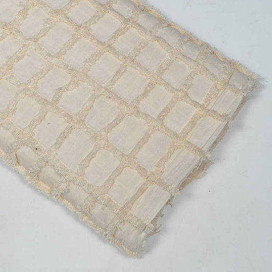 Natural Dyeable Checks Tuftting Cotton Jacquard (SKU: J-556)