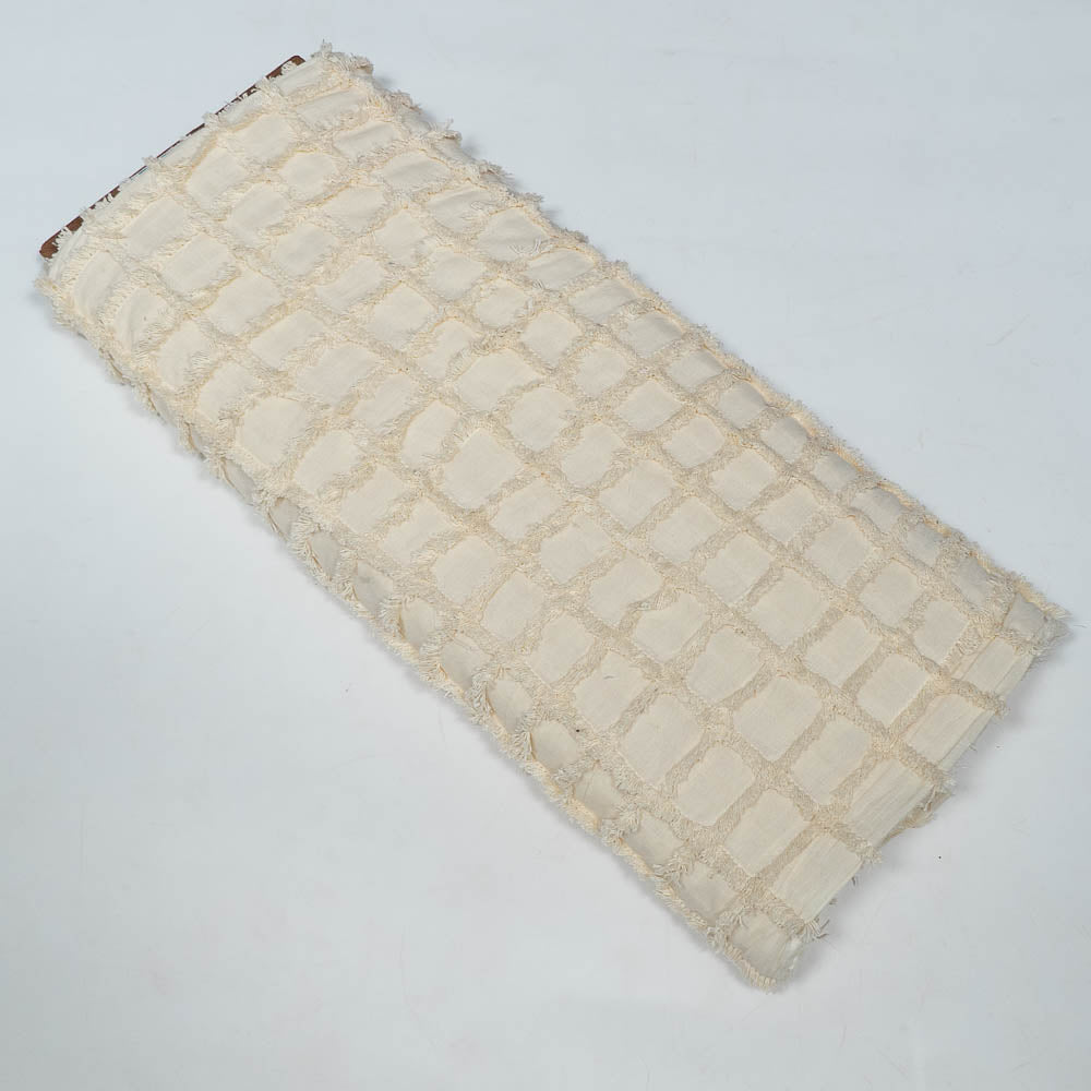 Natural Dyeable Checks Tuftting Cotton Jacquard (SKU: J-556)