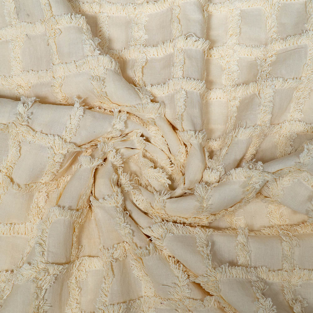 Natural Dyeable Checks Tuftting Cotton Jacquard (SKU: J-556)
