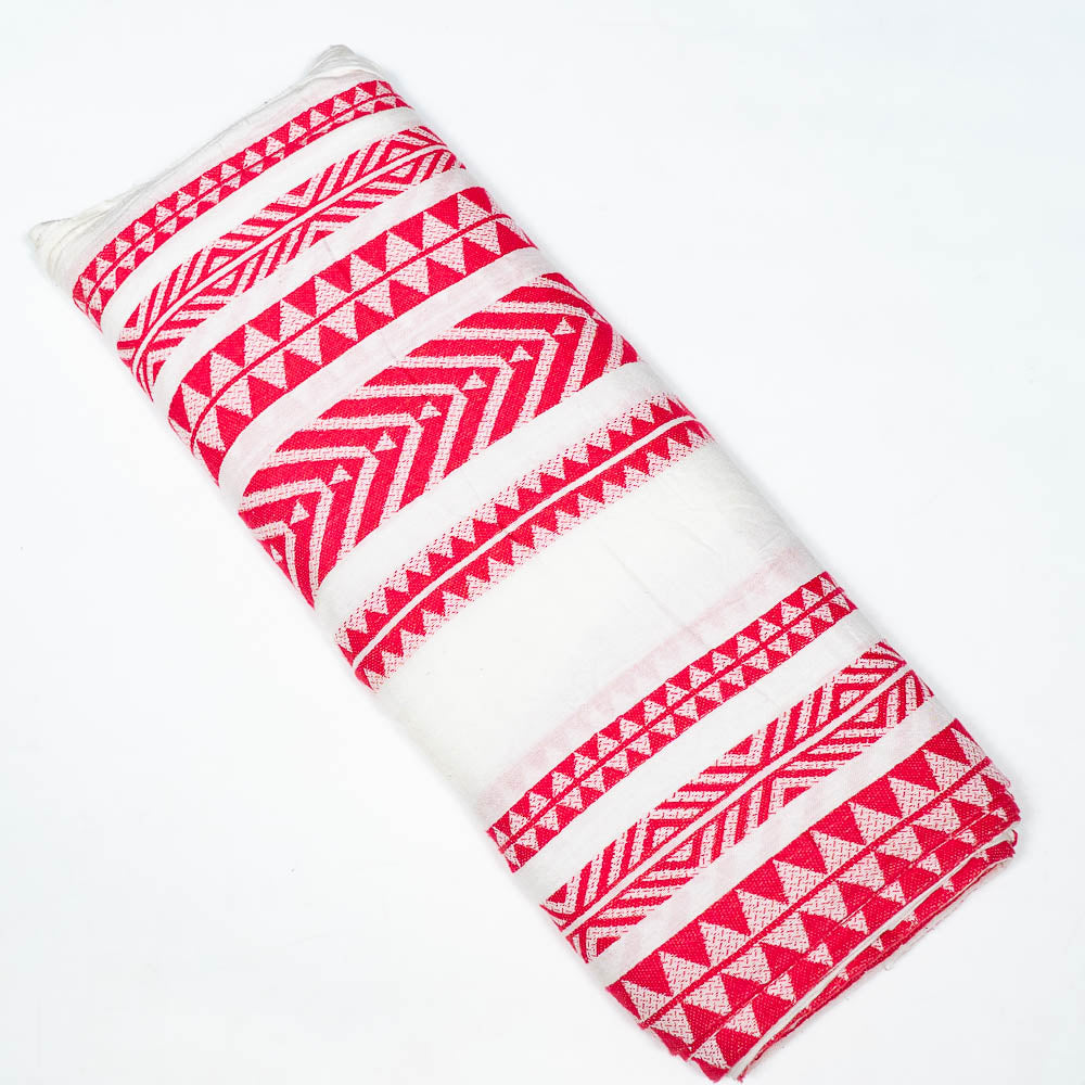 White & Pink Lighweight Cotton Jacquard (SKU: J-564)