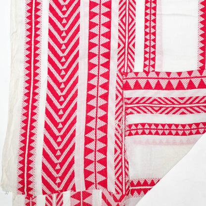 White & Pink Lighweight Cotton Jacquard | SKU: J-564
