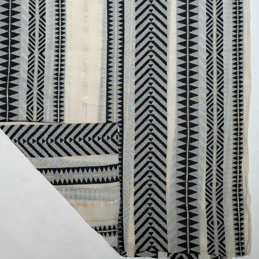White & Black Lightweight Cotton Jacquard (SKU: J-565)