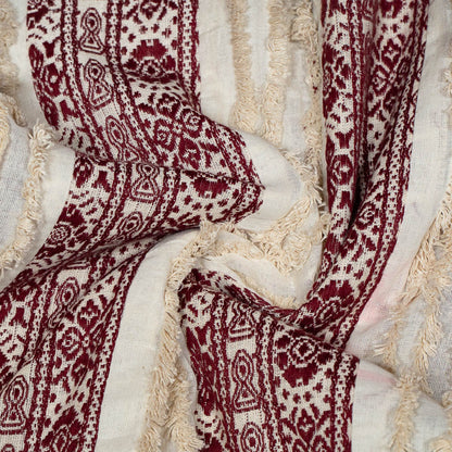White & Red Tuftting & Patchwork Cotton Jacquard (SKU: J-566)