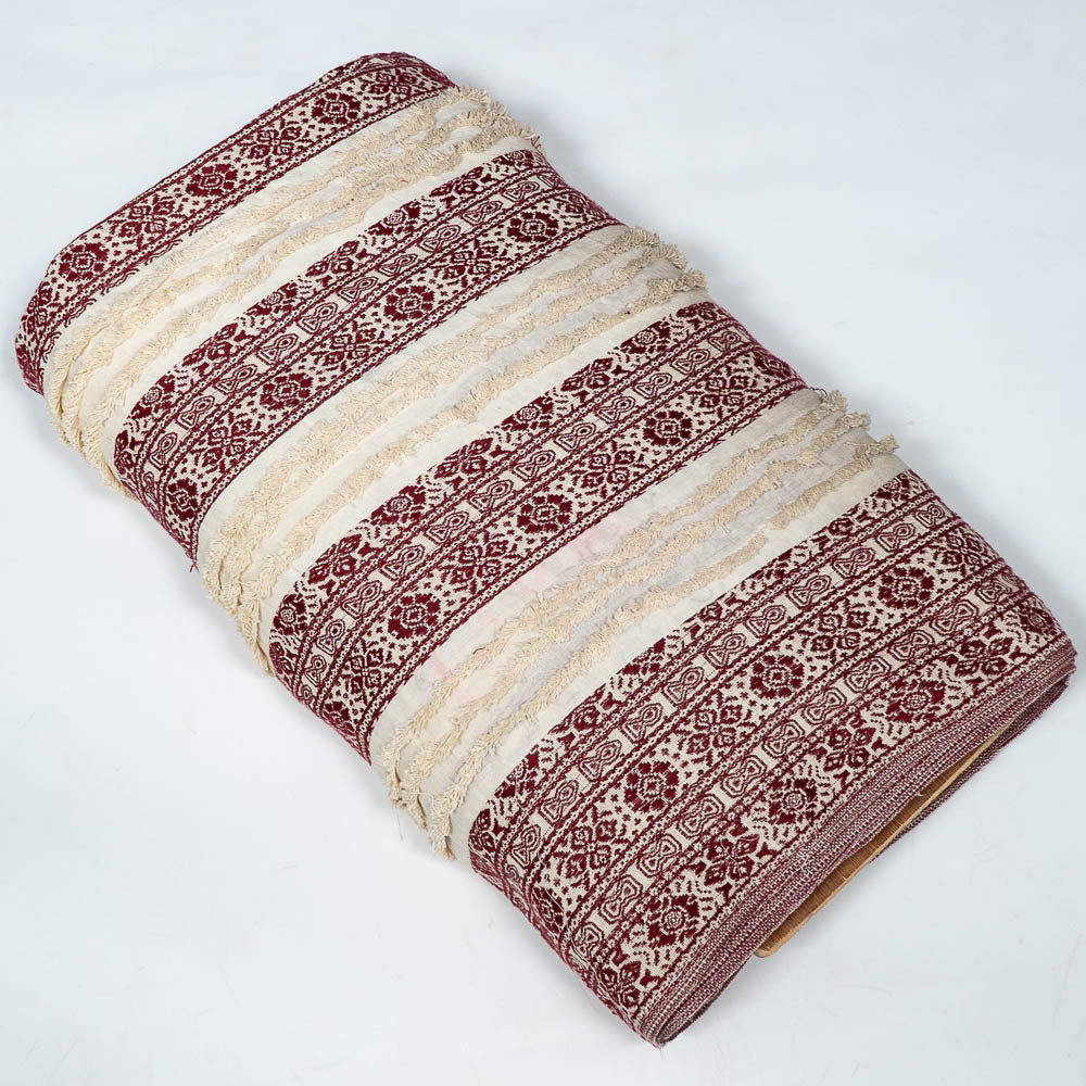 White & Red Tuftting & Patchwork Cotton Jacquard (SKU: J-566)