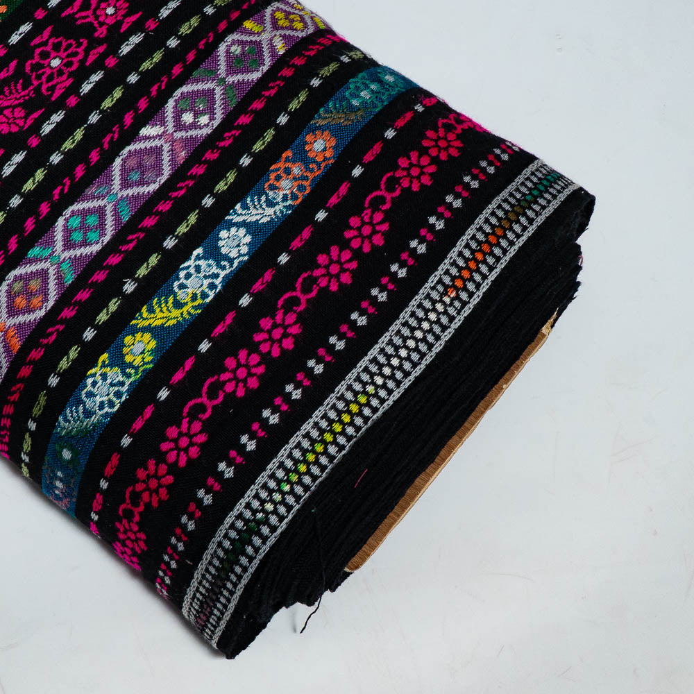 Black base Multicolor Design Cotton Acrylic Jacquard (SKU: J-567)