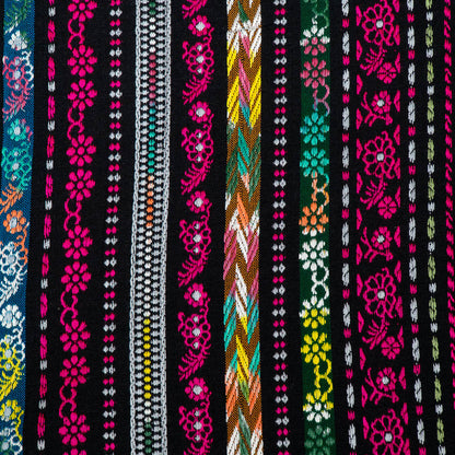 Black base Multicolor Design Cotton Acrylic Jacquard | SKU: J-567