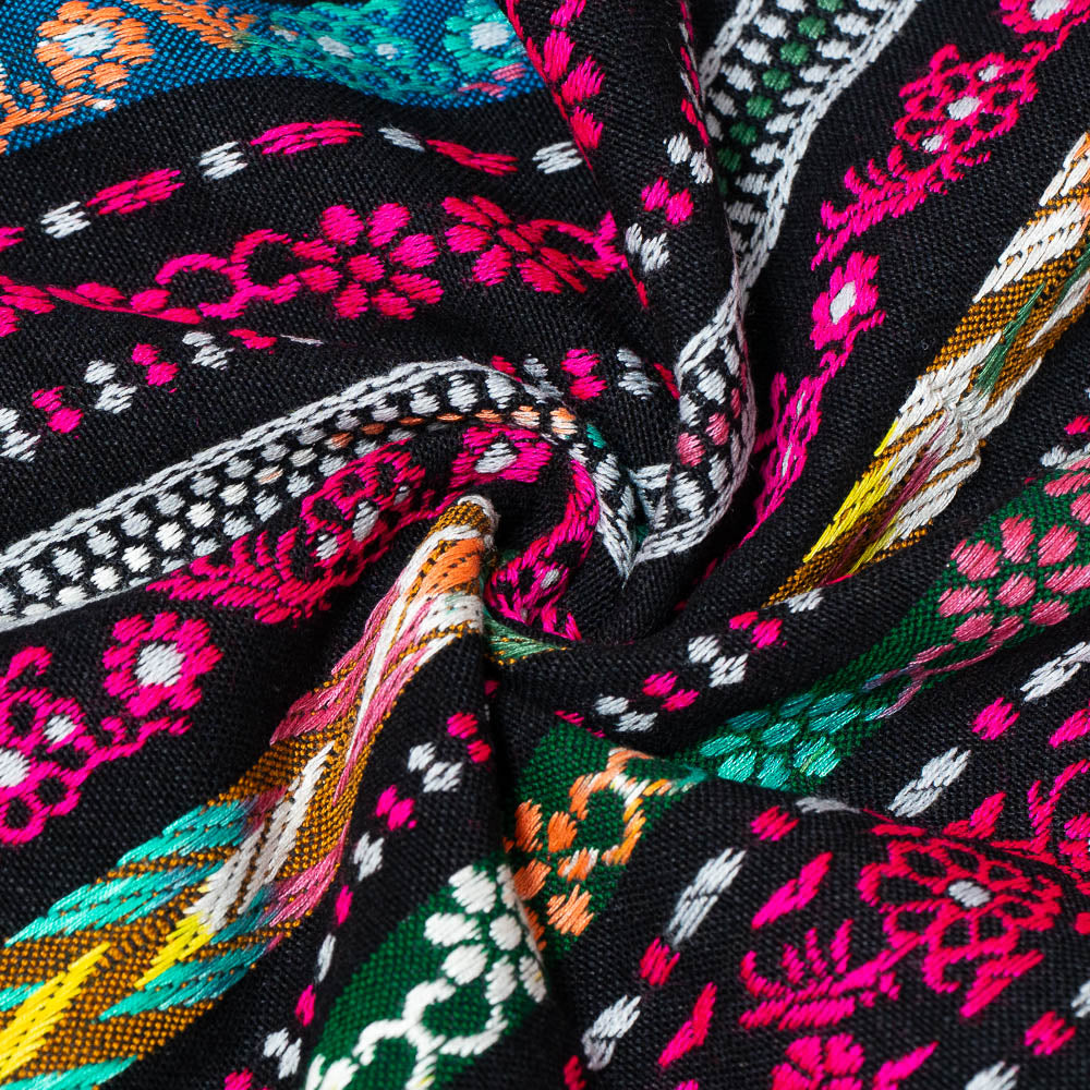 Black base Multicolor Design Cotton Acrylic Jacquard (SKU: J-567)