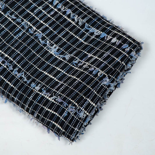 Black & Blue Tuftting Cotton Jacquard (SKU: J-570)