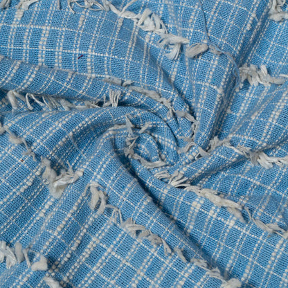 Blue & White Tuftting Cotton Jacquard | SKU: J-571
