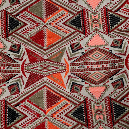 Multicolor Geometric Cotton Acrylic Jacquard (SKU: J-574)