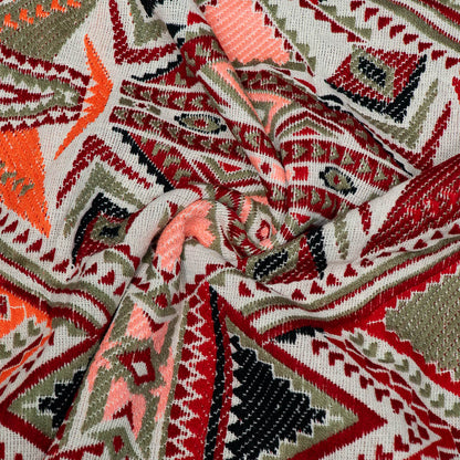 Multicolor Geometric Cotton Acrylic Jacquard (SKU: J-574)