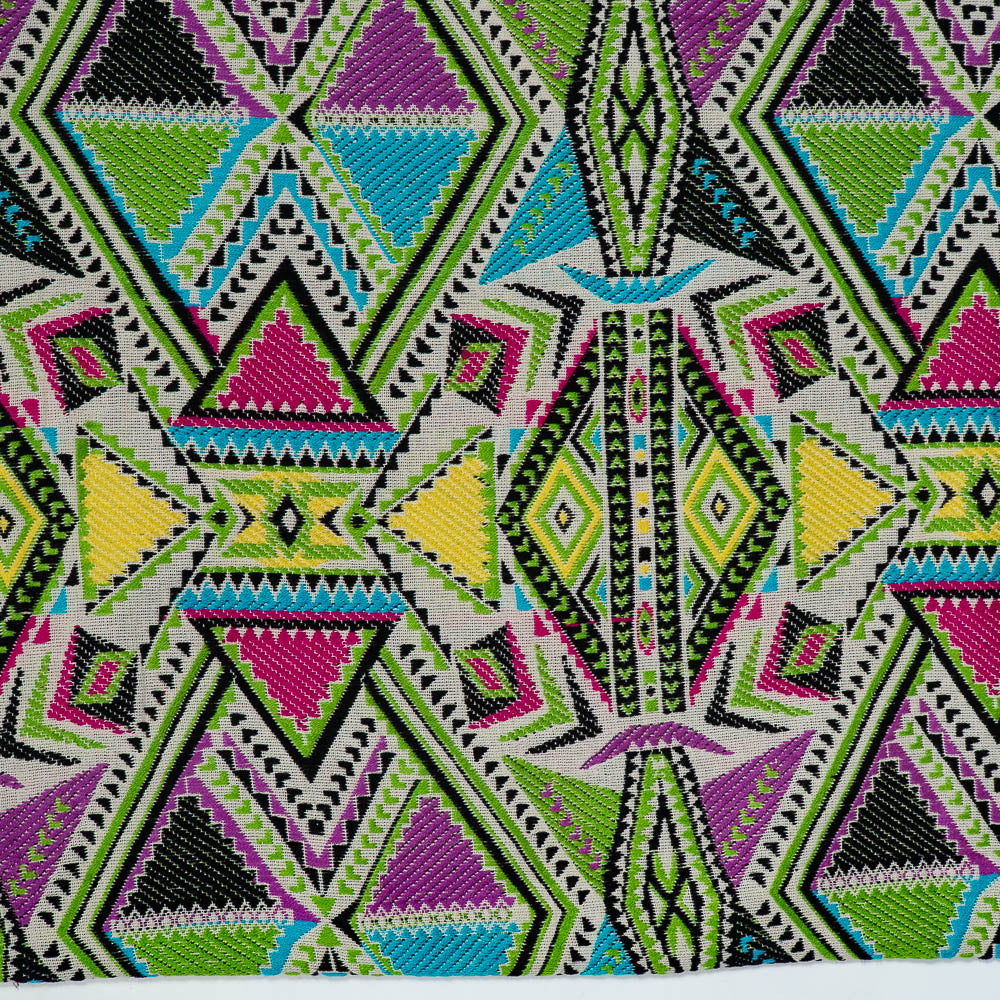 Multicolor Geometric Cotton Acrylic Jacquard (SKU: J-575)