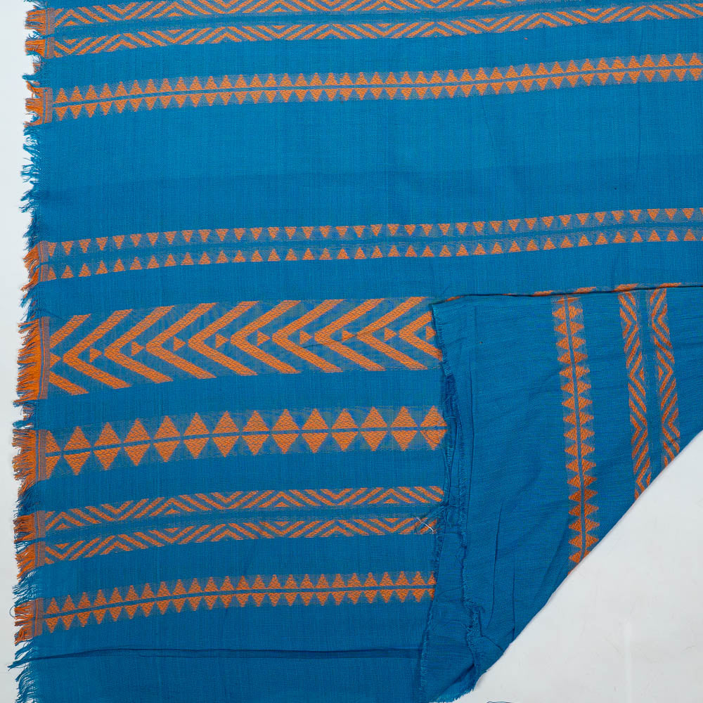 Blue & Orange Lightweight Cotton Acrylic Jacquard (SKU: JD-58)
