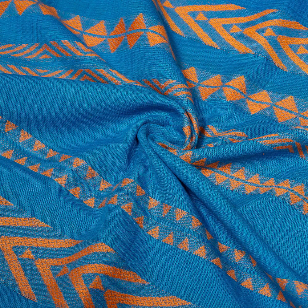 Blue & Orange Lightweight Cotton Acrylic Jacquard (SKU: JD-58)