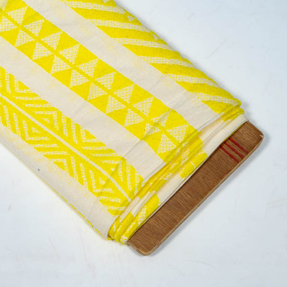 White & Neon Yellow Lightweght Cotton Jacquard | SKU: JDD-268