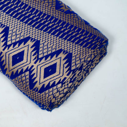 Blue & Golden Lurex Cotton Acrylic Jacquard | SKU: JDD-347