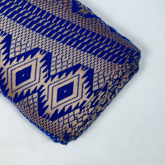 Blue & Golden Lurex Cotton Acrylic Jacquard (SKU: JDD-347)