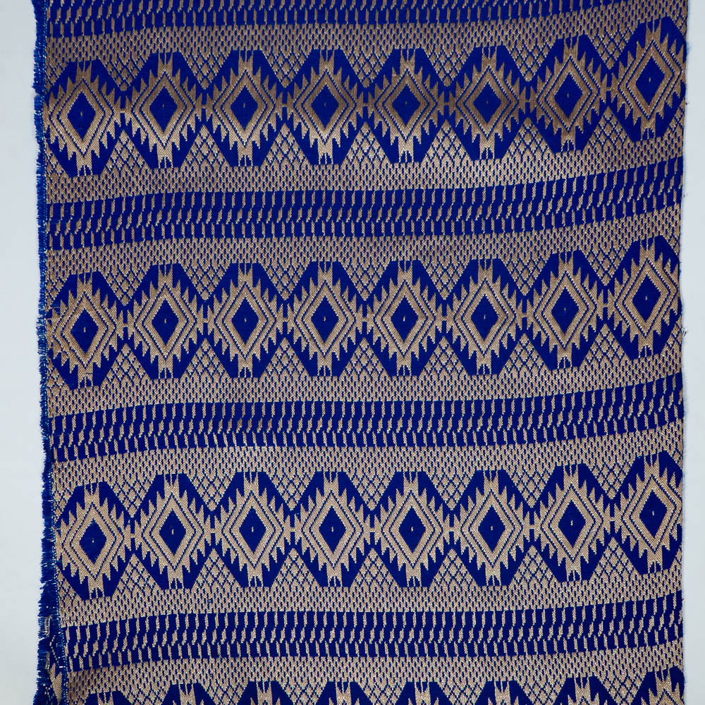 Blue & Golden Lurex Cotton Acrylic Jacquard (SKU: JDD-347)