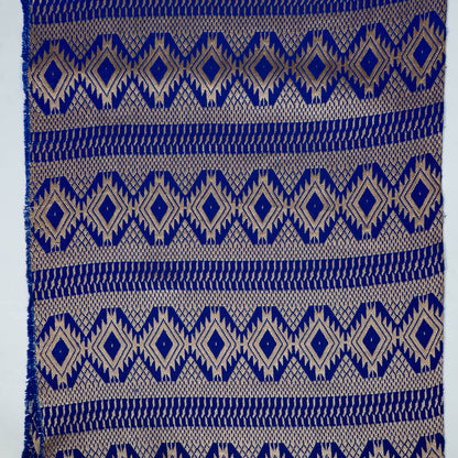Blue & Golden Lurex Cotton Acrylic Jacquard | SKU: JDD-347