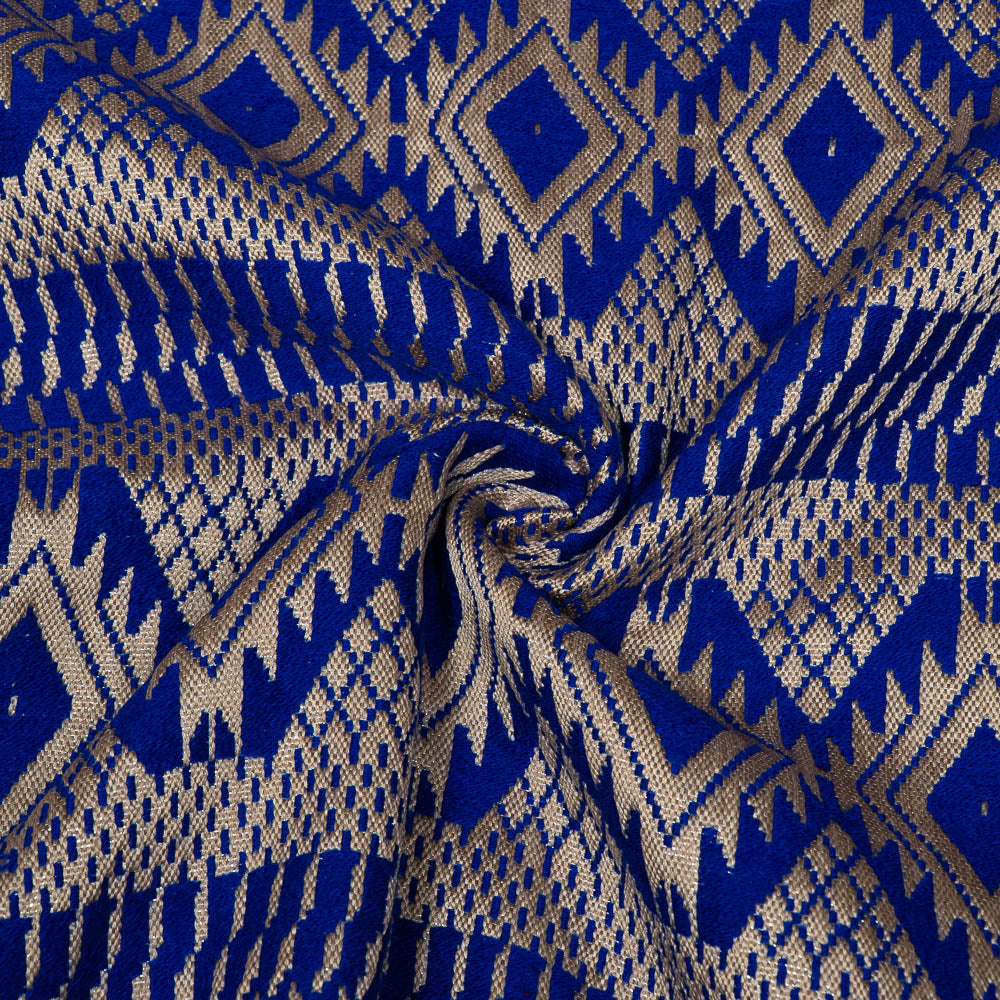 Blue & Golden Lurex Cotton Acrylic Jacquard (SKU: JDD-347)