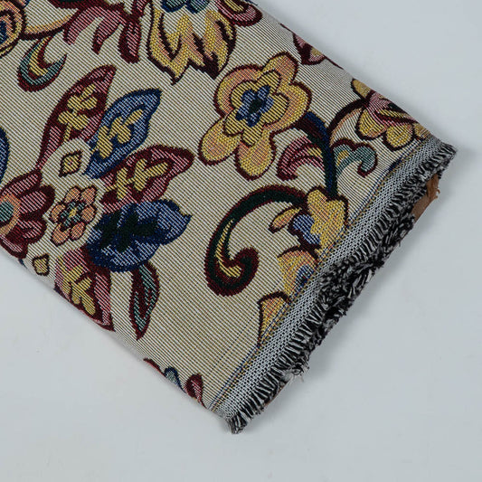 Beige Base color Multicolor Floral Design Cotton Blend Jacquard (SKU: JDD-438)