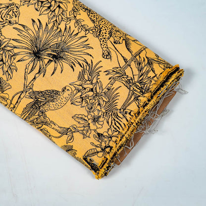 Yellow Base Black Tropical Design Cotton Blend Jacquard | SKU: JDD-442
