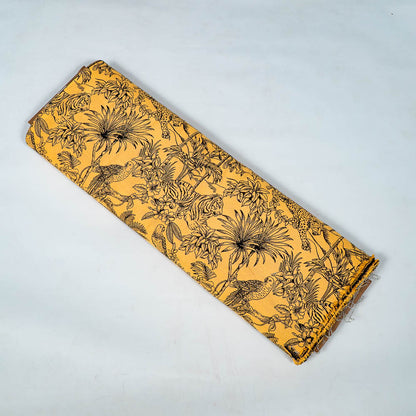 Yellow Base Black Tropical Design Cotton Blend Jacquard | SKU: JDD-442