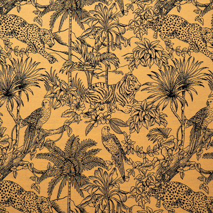 Yellow Base Black Tropical Design Cotton Blend Jacquard | SKU: JDD-442