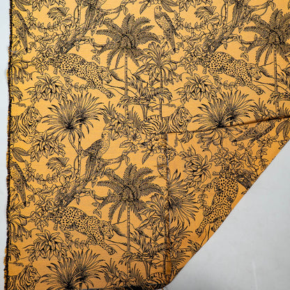 Yellow Base Black Tropical Design Cotton Blend Jacquard | SKU: JDD-442