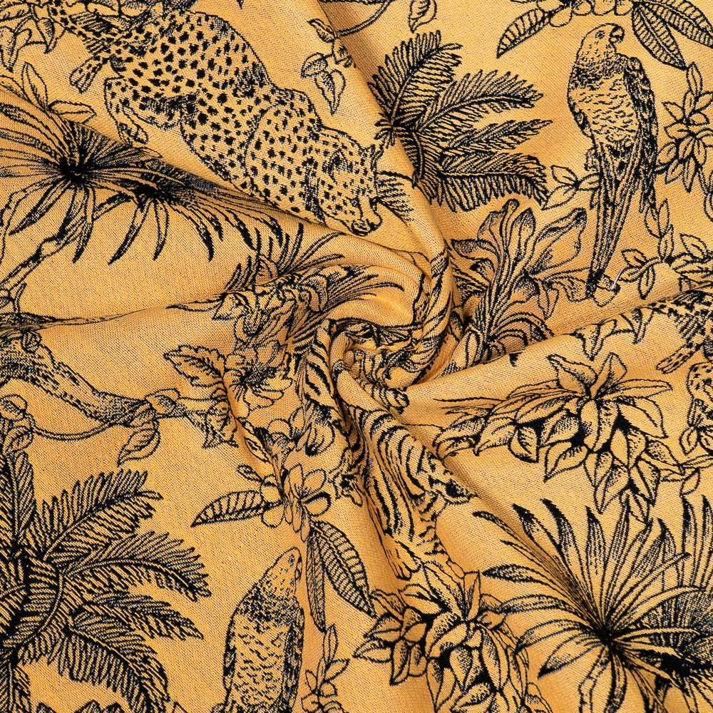 Yellow Base Tropical Design Cotton Blend Jacquard (SKU: JDD-442)