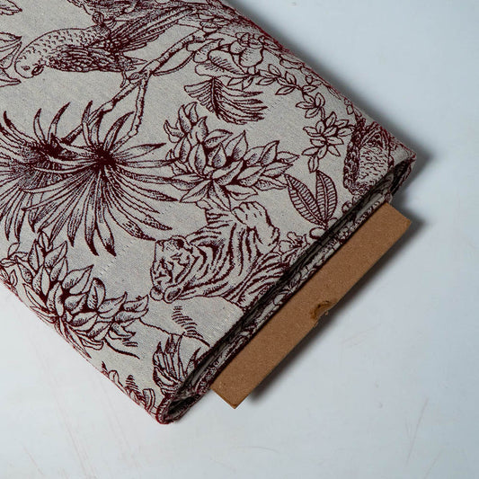 Red Tropical Jungle Animal Pattern Cotton Blend Jacquard (Width: 54 inches or 137 cm)
