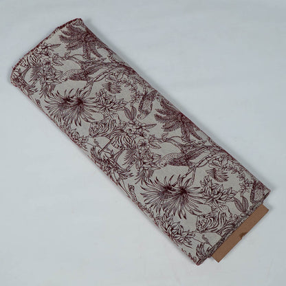 White Base Red Tropical Design Cotton Blend Jacquard | SKU: JDD-455