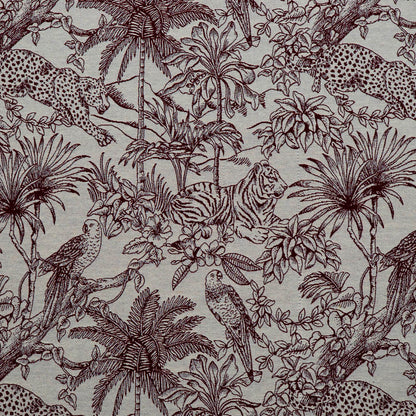 White Base Red Tropical Design Cotton Blend Jacquard | SKU: JDD-455