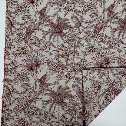 White Base Red Tropical Design Cotton Blend Jacquard | SKU: JDD-455