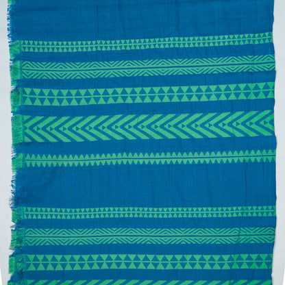 Blue & Green Cotton Blend Lightweight Jacquard | SKU: JDD-461