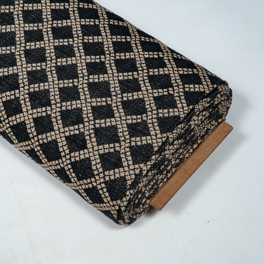 Black & Biege Cotton Blend Jacquard (Width: 54 inches or 137 cm)
