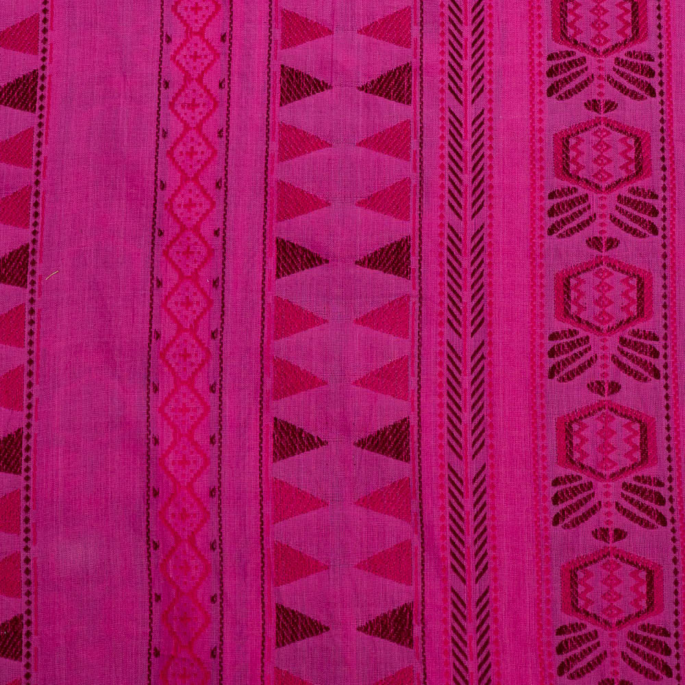 Pink color Geometric Design on Lighwieght Cotton Jacquard | SKU: JDD-471