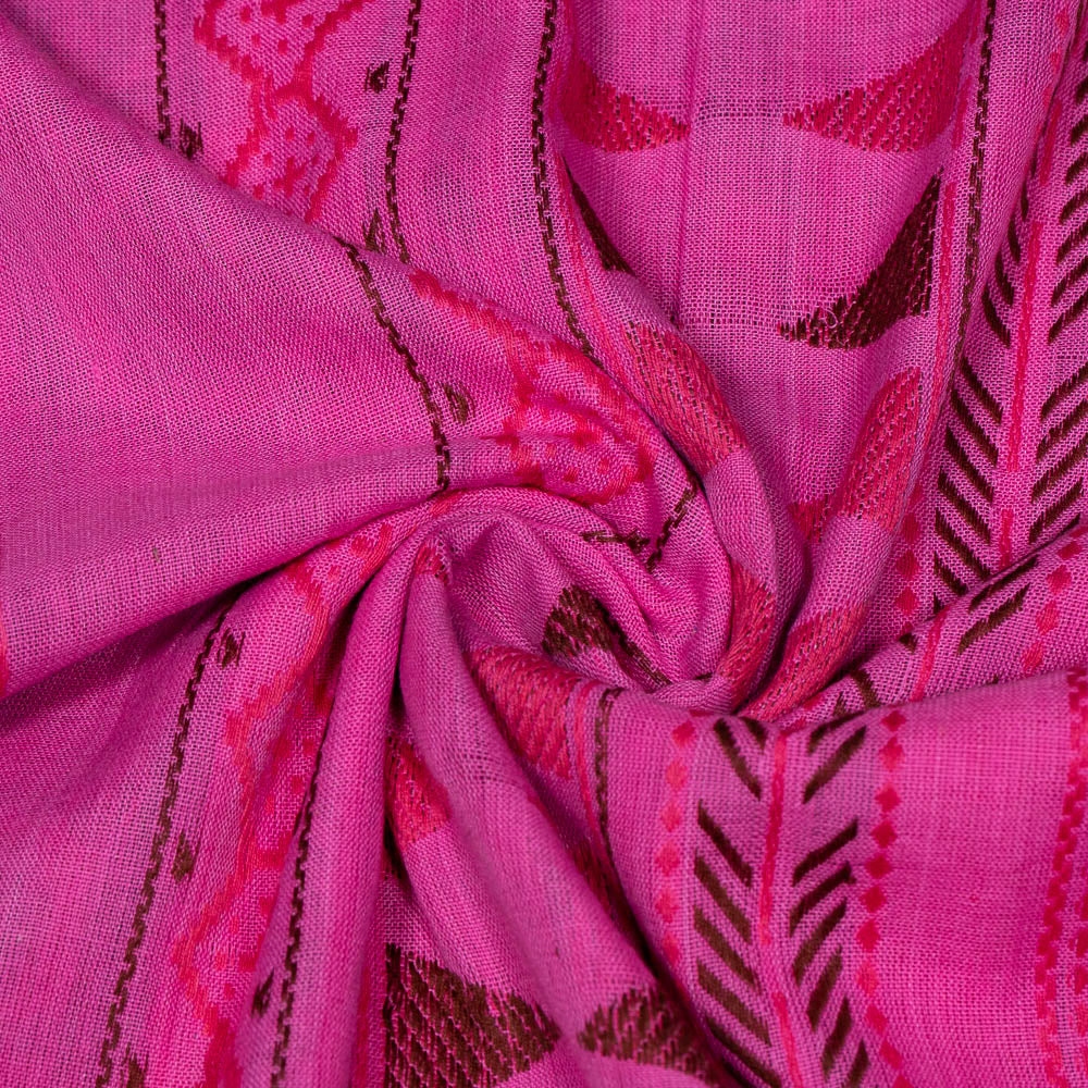 Pink color Geometric Design on Lighwieght Cotton Jacquard | SKU: JDD-471
