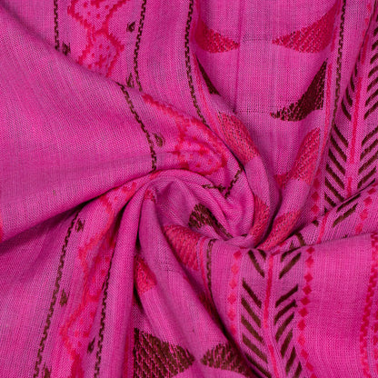 Pink color Geometric Design on Lighwieght Cotton Jacquard | SKU: JDD-471