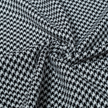 Black & White Houndstooth Cotton Blend Jacquard (SKU: JDD-473)