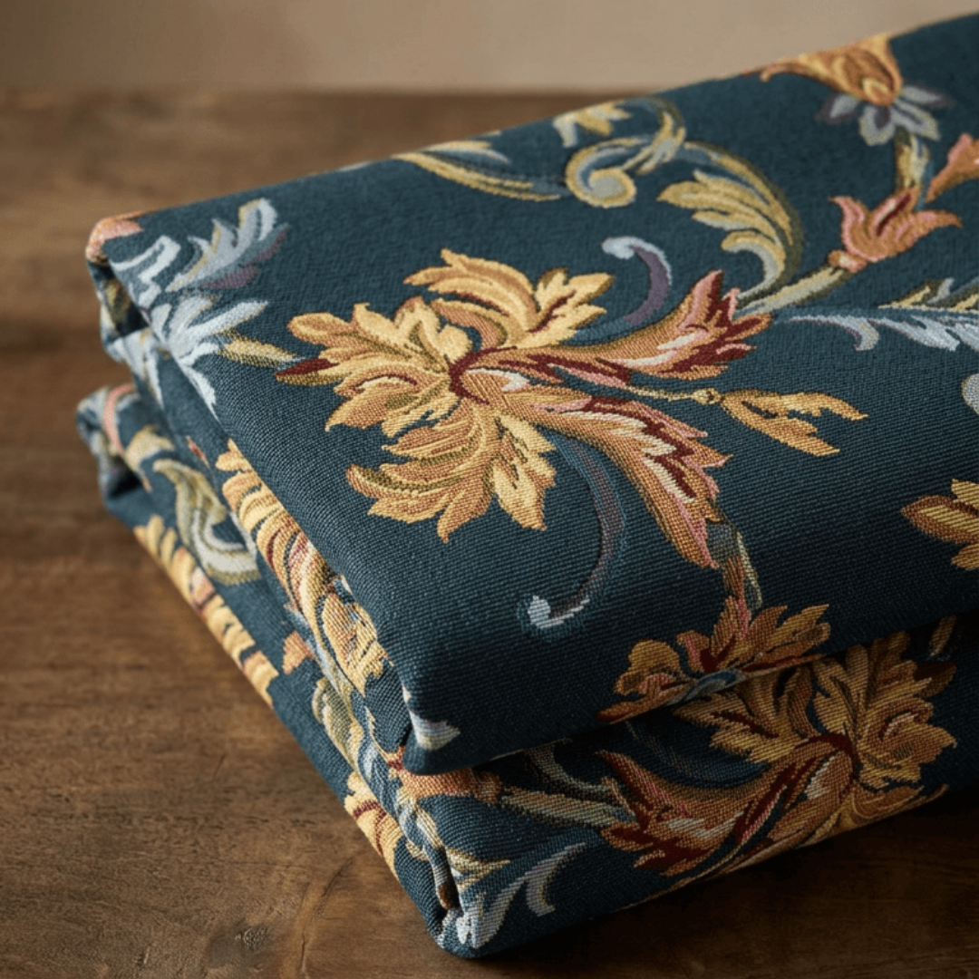 Teal Blue, Floral Design Cotton Blend Jacquard | SKU: JDD-508