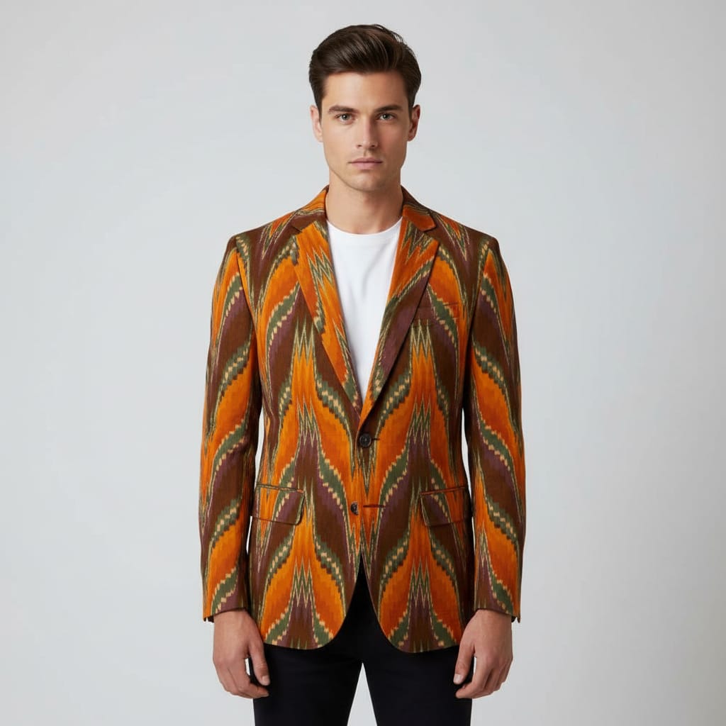 Multicolor Big Pattern Thick Cotton Handloom Ikat (SKU: IKK-581)