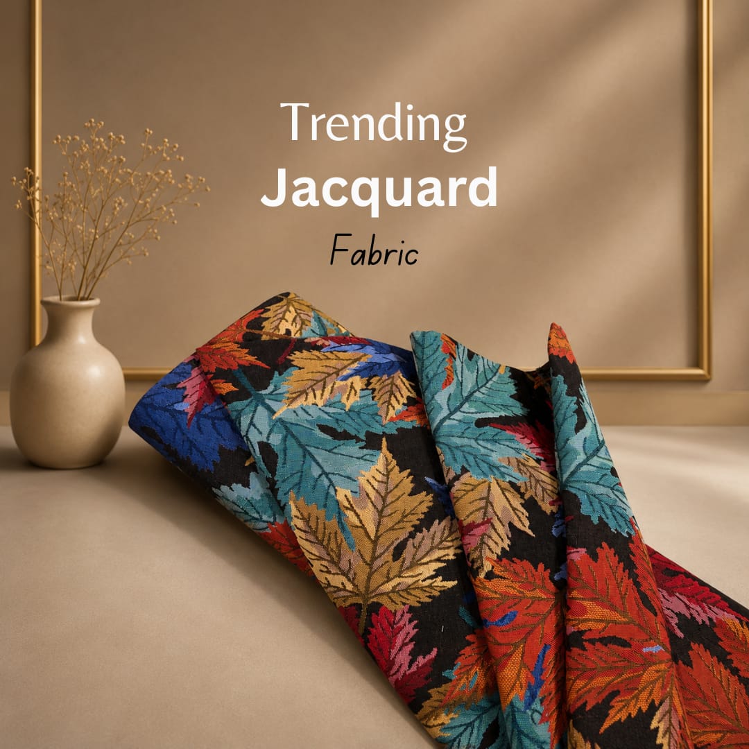 Multicolor Tropical Design Cotton Blend Jacquard Fabric for Furnishing | SKU: JDD-377
