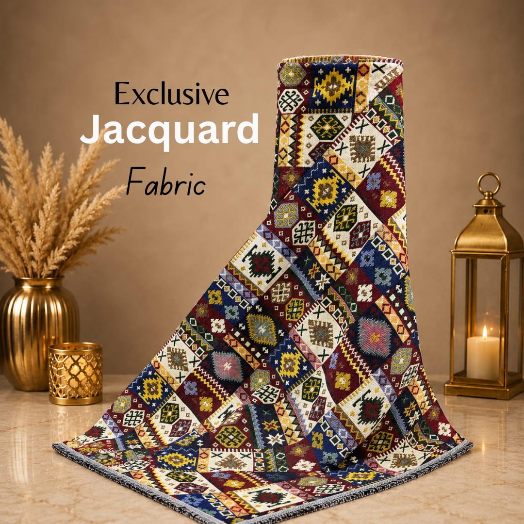 Multicolor Geometrical Cotton Blend Jacquard Fabric for Jackets & Bags | SKU: JDD-428