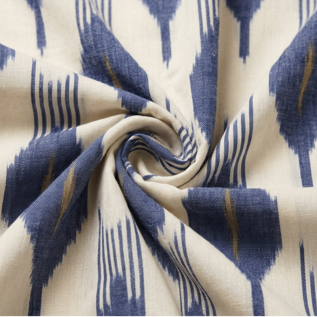 Blue & White Fine Quality Handloom Cotton Ikat Fabric for Dress Material | Width: 44"