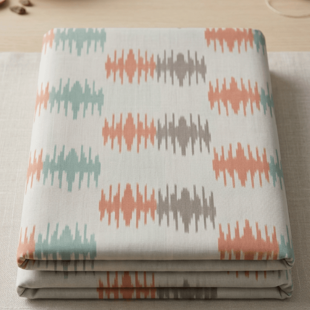 Orange Fine Quality Cotton Handloom Ikat for Dress Material | Width: 44"