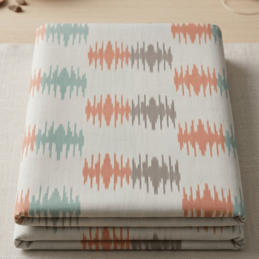 Orange Fine Quality Cotton Handloom Ikat for Dress Material | Width: 44"