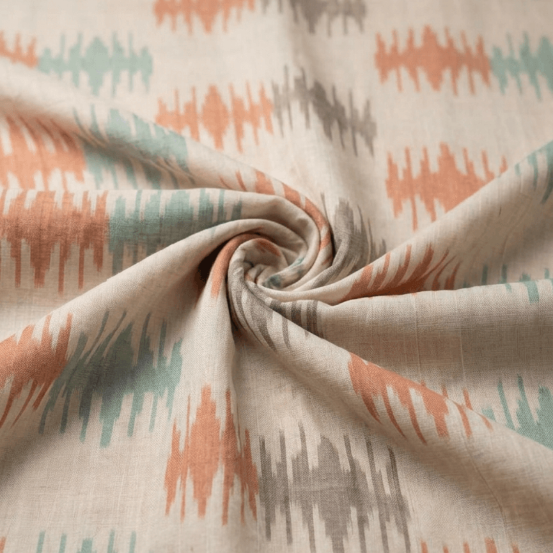 Orange Fine Quality Cotton Handloom Ikat for Dress Material | Width: 44"
